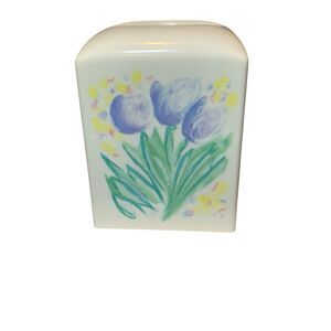 Vintage Sears Hard Plastic Blue Purple Floral Tissue Box Cover Cottagecore